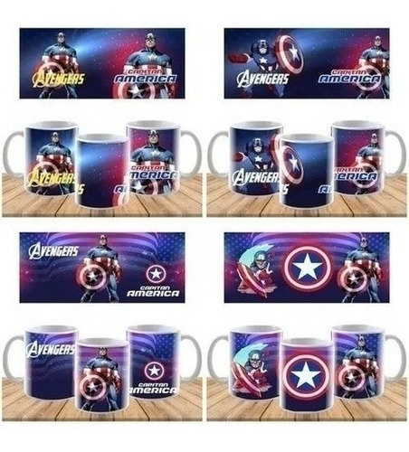 Plantillas Sublimación Tazones Tazas Capitan America