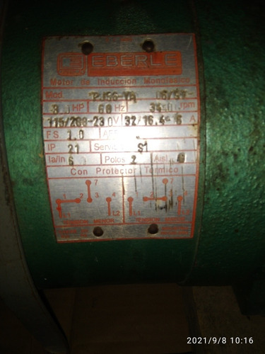 Imagen 1 de 5 de Bomba Centrífuga De 3hp De 3440rpm Marca Eberli De 220voltio
