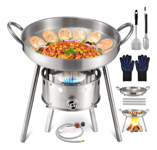 Estufa De Propano 21 Pulgadas Acero Inoxidable 37000 Btu Plateado