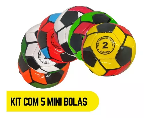 Kit 5 Bolas Nº 2 Mini Jogo Futebol Cores 14cm Futsal Pequena Cor
