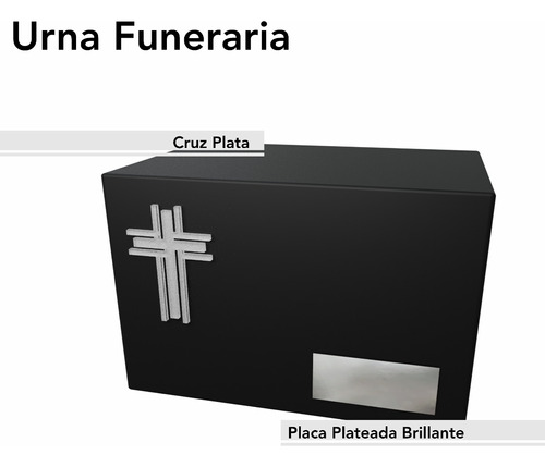 Urna Funeraria Mdf Negro Cruz Y Placa Aluminio Art20506
