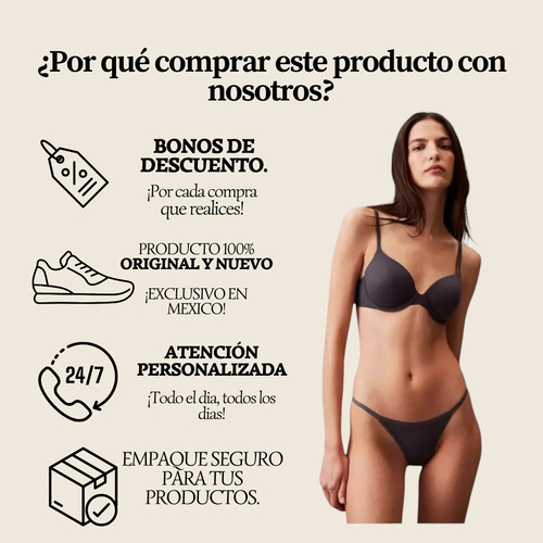 Pantie Calvin Klein String Bikini Gris De Mujer - Original