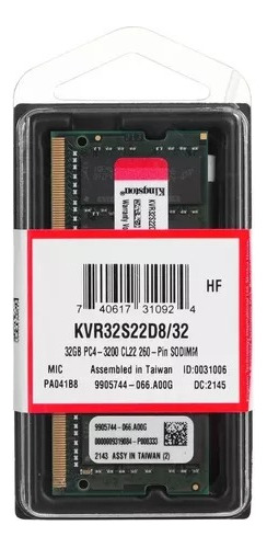 Memoria Kingston 32gb 3200mhz Laptop Nueva Sellada