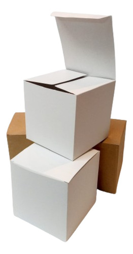 Caja Cubo Kraft Y Blanca - 11x11x11 - Pack X 10 Un