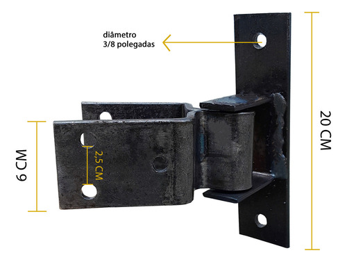 Dobradiça H 80mm Aço Forjado para Porteira Porta Portão TARZA 22 Unidades