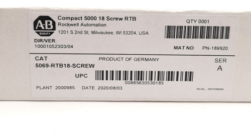 Allen Bradley 5069-rtb18-screw Compact I/o 18-pin Termin Cck