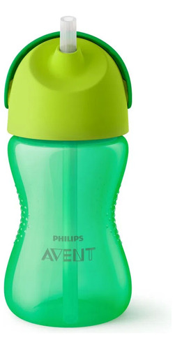 Copo Avent Dinossauro C/ Canudo Curvado 300ml Verde +b