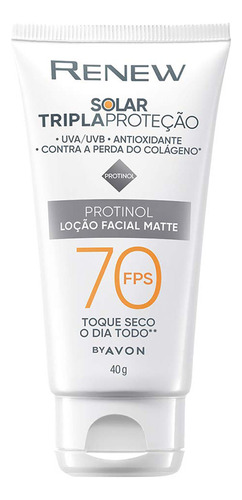 Protetor Solar Renew Tripla Proteção Fps 70 Com Protinol