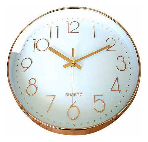 Reloj De Pared Silencioso, Moderno Y Grande De Cuarzo Color de la estructura Oro rosado Color del fondo Oro rosado