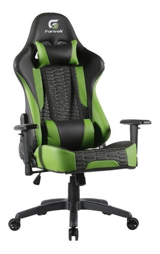Cadeira de escritório Fortrek Cruiser gamer ergonômica  preto e verde com estofado de couro sintético