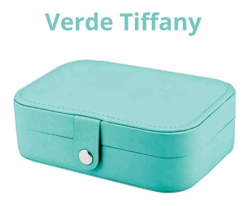 Porta Jóias Anel Portátil Viagem Estojo Maleta Caixa Couro Cor Verde Tiffany