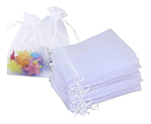 100 Bolsas De Organza De 5.0 X 7.0 in, Color Blanco