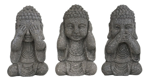 Buda Escultura No Veo No Oigo No Hablo 3 Virtudes Decoración