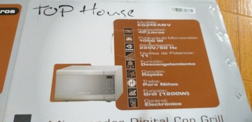 Microondas Tophouse 42 Lt Espejada Con Grill. Nuevo Sin Uso