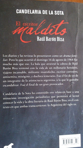 Imagen 2 de 3 de El Escritor Maldito Raúl Barón Biza - Candelaria De La Sota