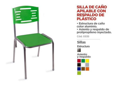 Silla Apilable Con Respaldo Y Asiento De Polipropileno