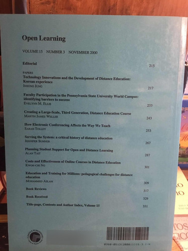 Open Learning The Journal Of Open And Distance (Usado)