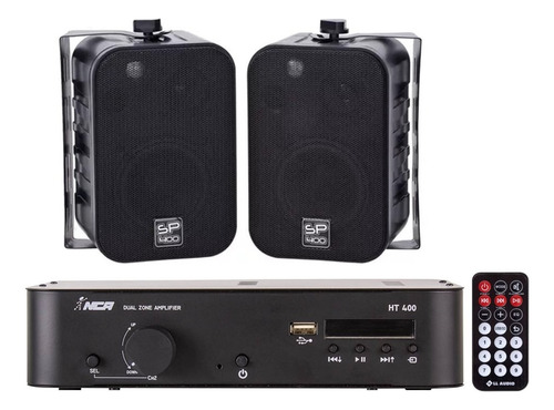 Kit Par Caixa De Som Ambiente Sp400 60wrms+receiver 50w Rms