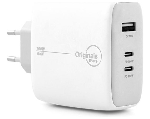 Carregador Usb + 2xusb-c Gan, 100w, Iplace