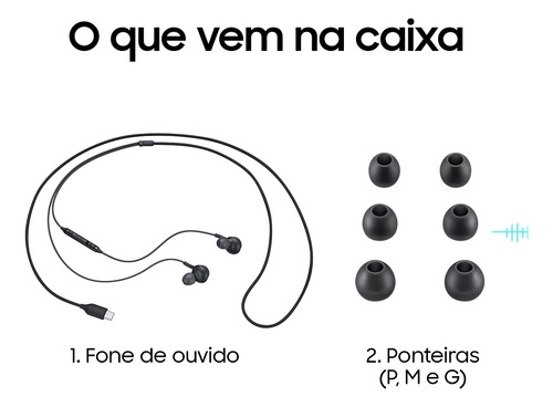 Fone Samsung Akg Usb Tipo-c Com Fio E Controles - Samsung Cor Preto