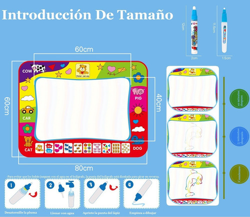 Tapete E Caneta Educativos Para Crianças Desenharem Com Água