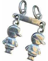 Comprar Percha Con Dos Nenes En Plata 925. Dijes De 1,5 Cm. Tuset.