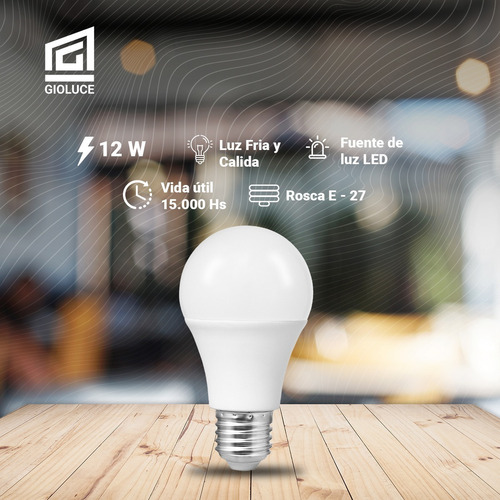 Imagen 2 de 10 de Lampara Led E27 12w Bajo Consumo Fria Calida X12 Rosca Comun