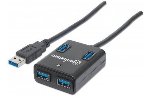 Hub Usb V3.0  4 Puertos Super Speed Sin Fuente Manhattan