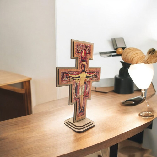 Crucifixo Cruz São Damião São Francisco De Mesa 20 Cm