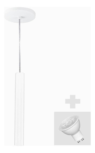 Pendente Tubo Palito 30cm Branco com Lâmpada