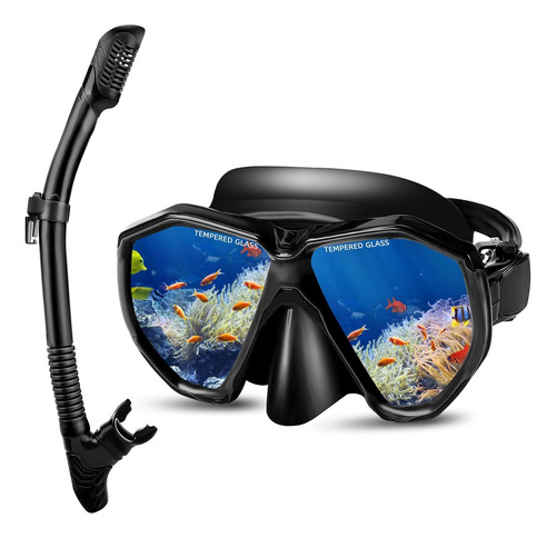 Kit Buceo Mascara Snorkel Profesional Ajustable Full Vision