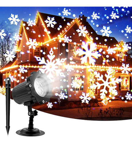 Luces Proyección Copo Nieve, Doble Cabeza, Led Navidad Ip65