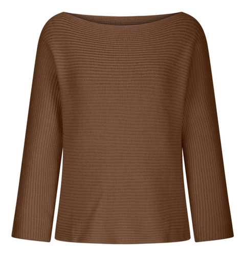 Jersey De Punto Holgado De Color Liso Para Mujer Con Hombros