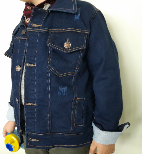 Espectacular Chaqueta Niño En Jean   Calidad Exportacion