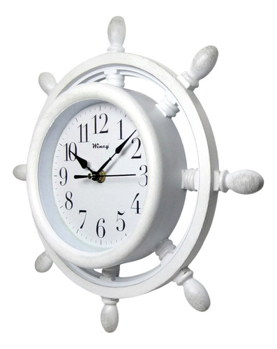 Relógio De Parede Análogico Timão Navio Barco Branco 33cm