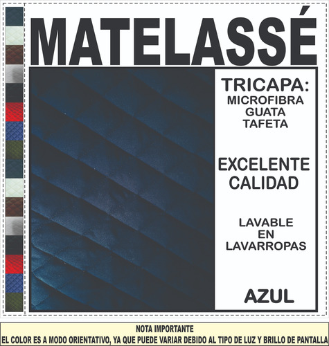 Cobertor Cubresillón Funda 4 Cuerpos C/ajuste Azul Matelassé