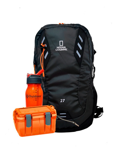 Mochila Hainzel 27 L National Geographic Con Termo Y Caja Seca Negro Liso