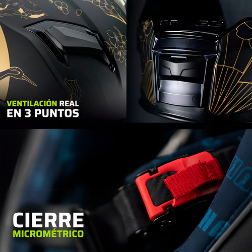 Capacete de motocicleta Hax Force Bird Bliss Integral Dot + Ece 22.06 preto/dourado S