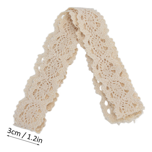 Fita De Renda Bordada, Algodão, Bege, Rede De 3 Cm De Largur