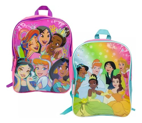 Mochila Escolar Disney Princesas Calidad Premium De 15 Pulgadas                                                                            