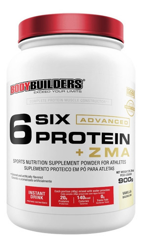 Whey Protein 6 Six Protein Advanced C/ Zma 900g Bodybuilders Sabor Baunilha