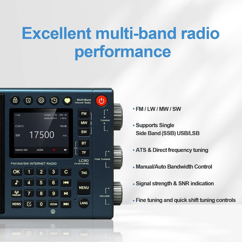 Radio Internet Lc90 Am Fm Sw Ssb Bluetooth Microsd Azul