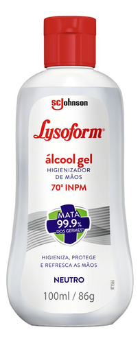 Álcool gel Lysoform  em frasco fragrância neutra 86 g