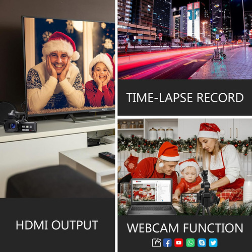 Videocámara Profesional De 64mp 6k Hd,18x,wifi Con 128gb Sd