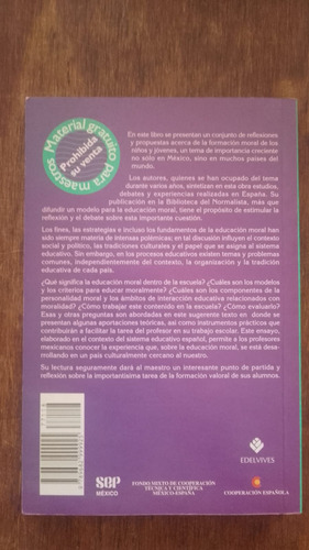 La Educacion Moral En Primaria Y En Secundaria Sep (Usado)