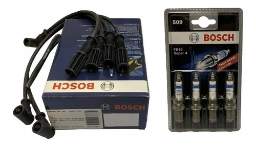 Juego Cables + Bujías 4 Electrodos Bosch Strada 1.4 8v Fire