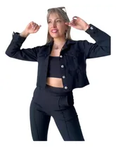 Comprar Campera Jeans Rígida Rota Corta Con Detalle Cadenas Y Tachas