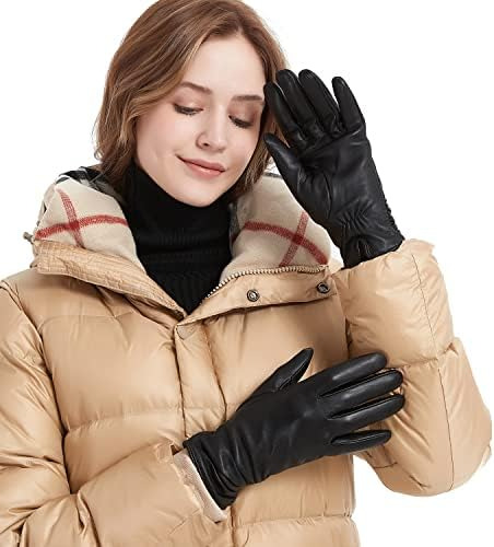 Guantes De Invierno Para Mujer De Cuero Con Pantalla Táctil