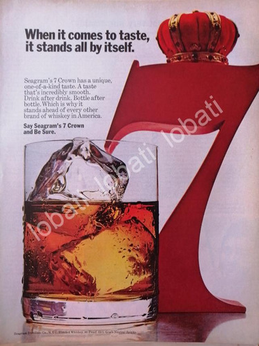 Cartel Publicitario Retro. Whisky Seven Crown 1960s 521