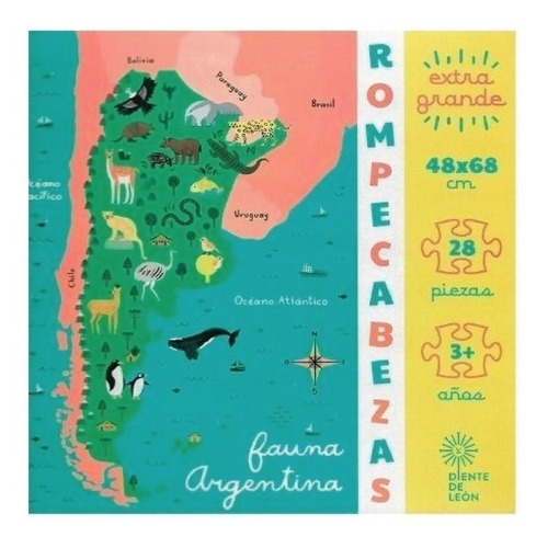 Rompecabezas Puzzle Fauna Argentina Mapa 28 Piezas